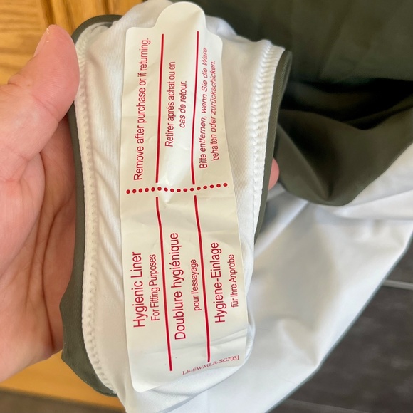 NWT Lands' End Square Neck High Leg Olive Green and White One Piece Swimsuit 10L - Picture 11 of 11